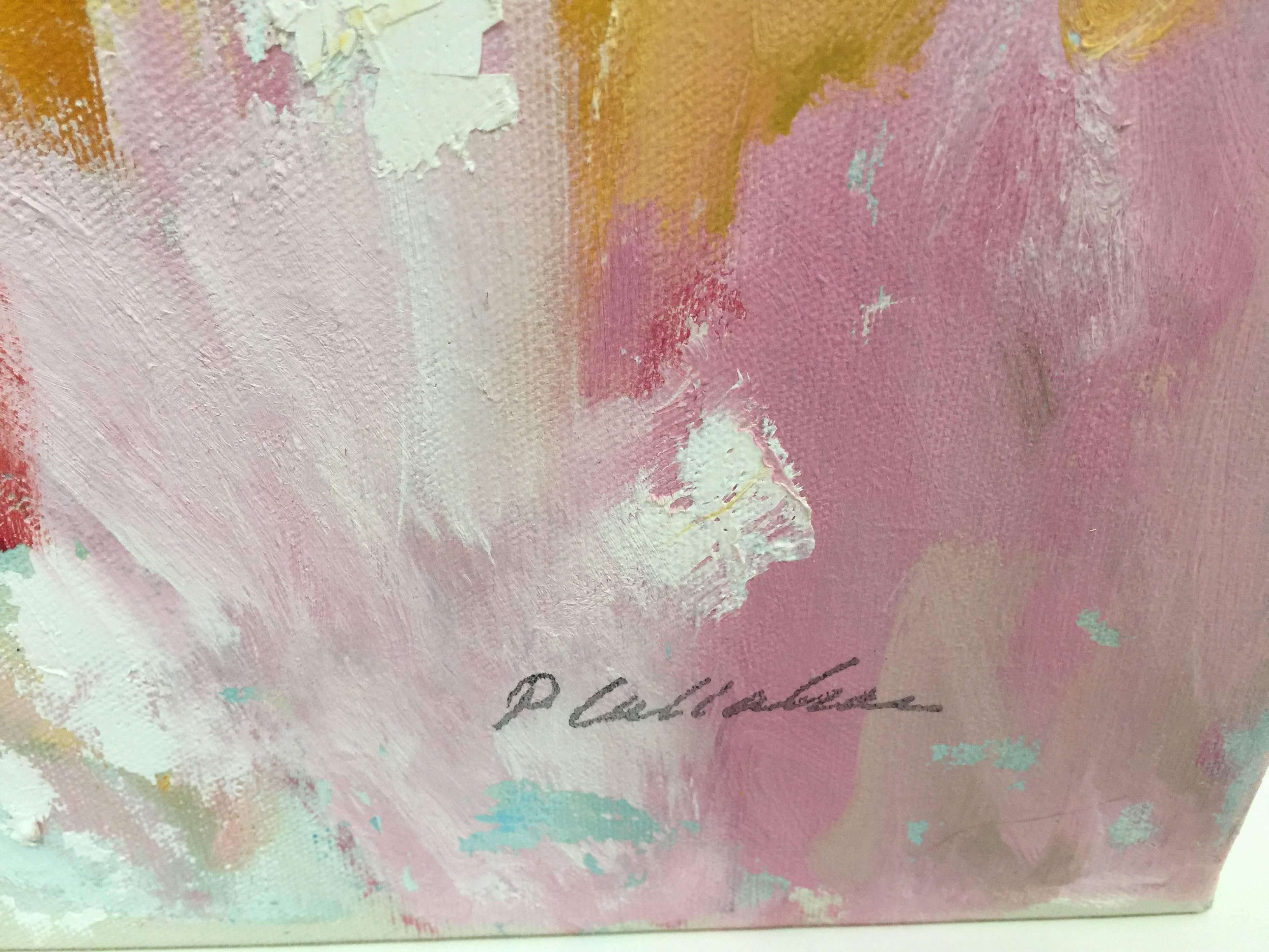 Mid-Century Modern Phillip Callahan Mid Century Pink Abstract Oil on Canvas 1950