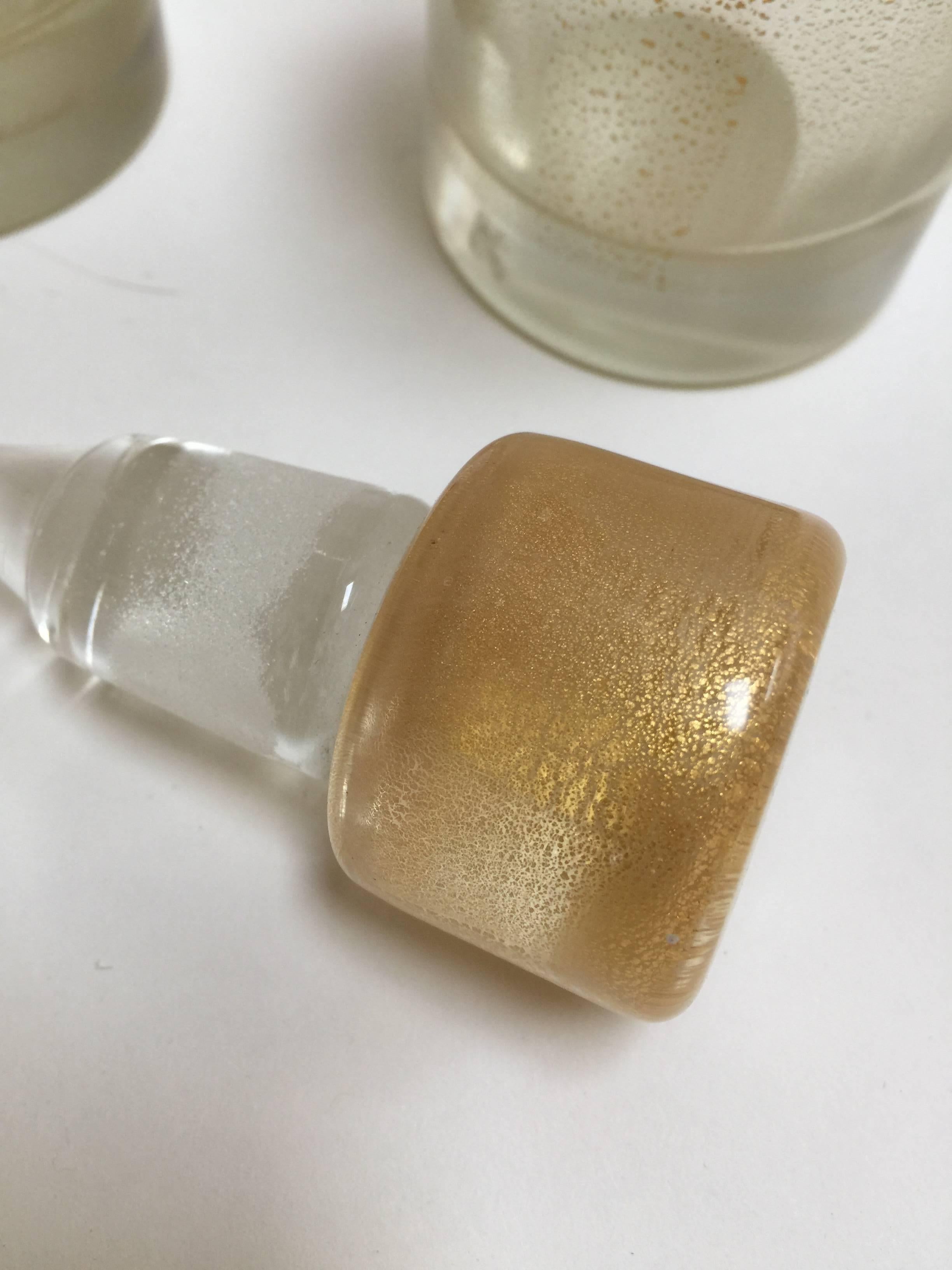 Heavy Murano Glass Perfume Bottle Vanity Set Gold, Venini, 1950s 1