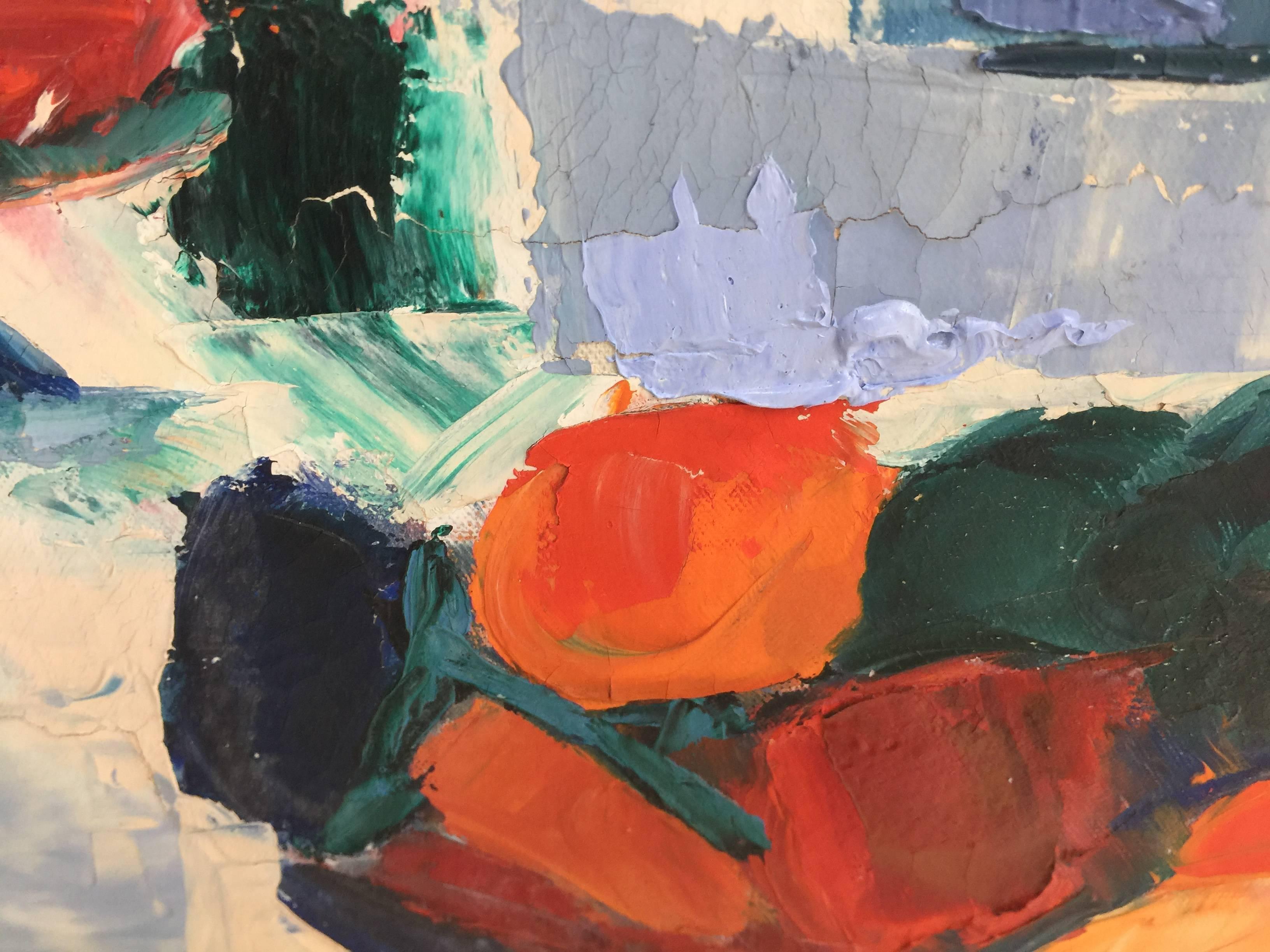 American S Goldman Abstract Still Life Oil on Canvas, 1960s For Sale