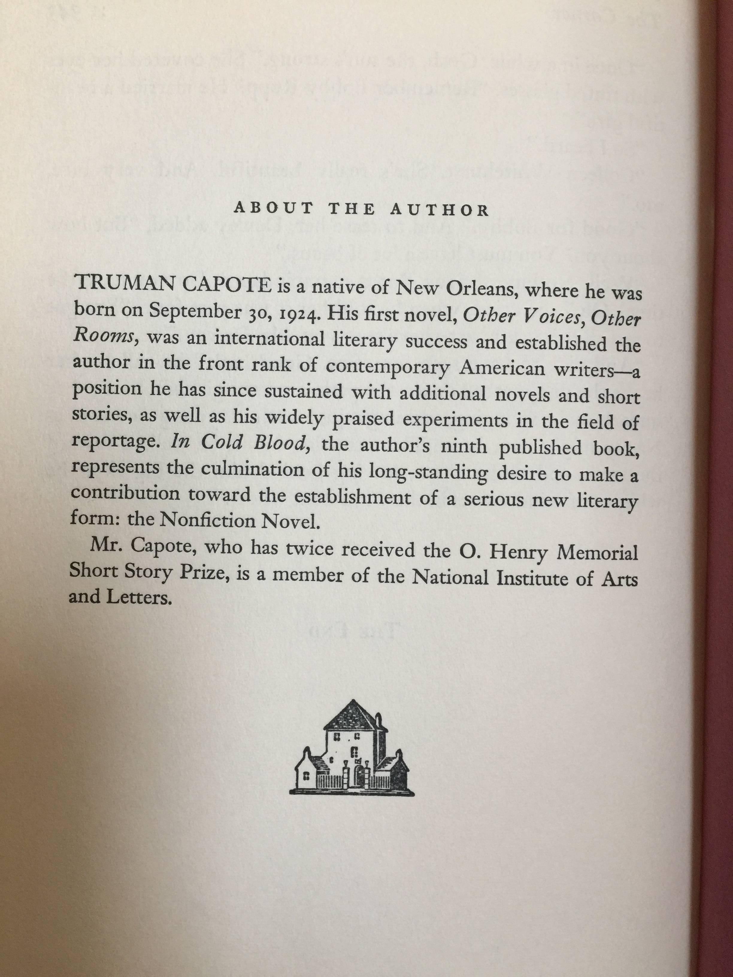 Truman Capote in Cold Blood First Printing, 1965 2