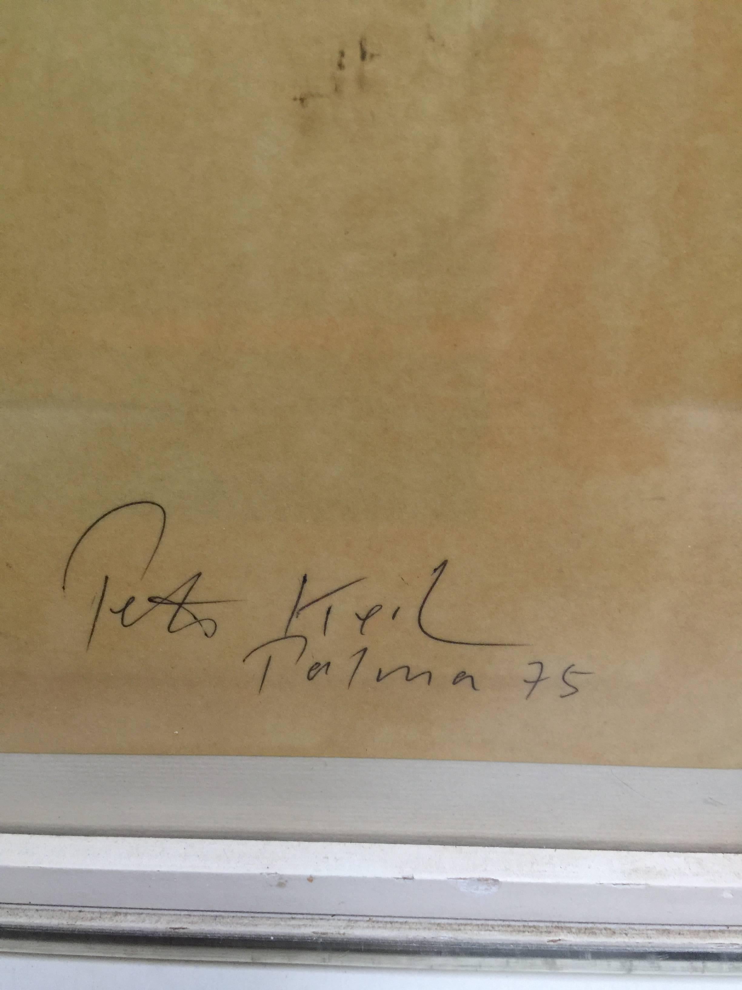 One of Peter Keil's highly desirable face paintings, signed and dated 1975.