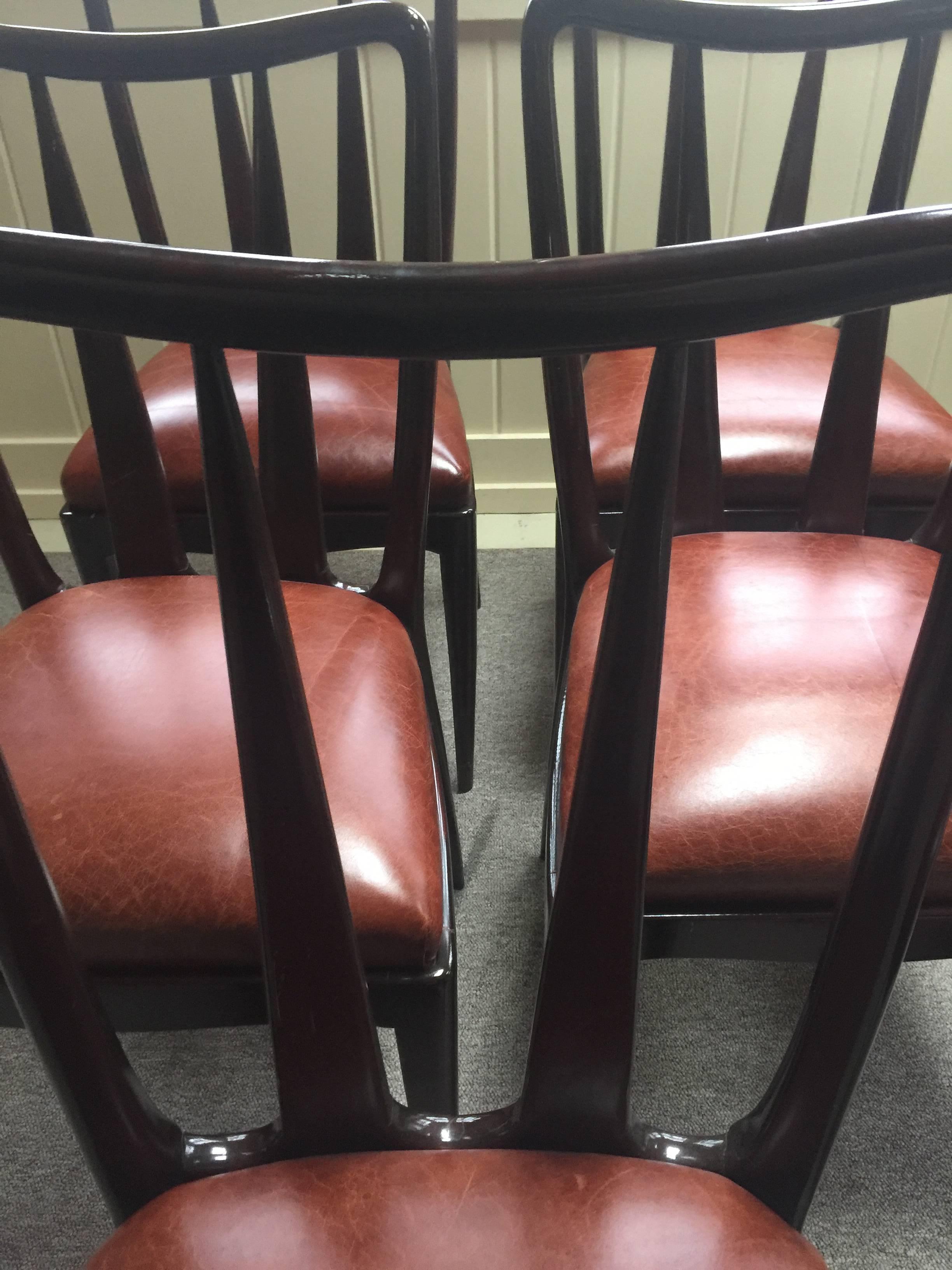 Eight Vittorio Dassi Italian Dining Chairs Leather Seats In Good Condition In Indianapolis, IN