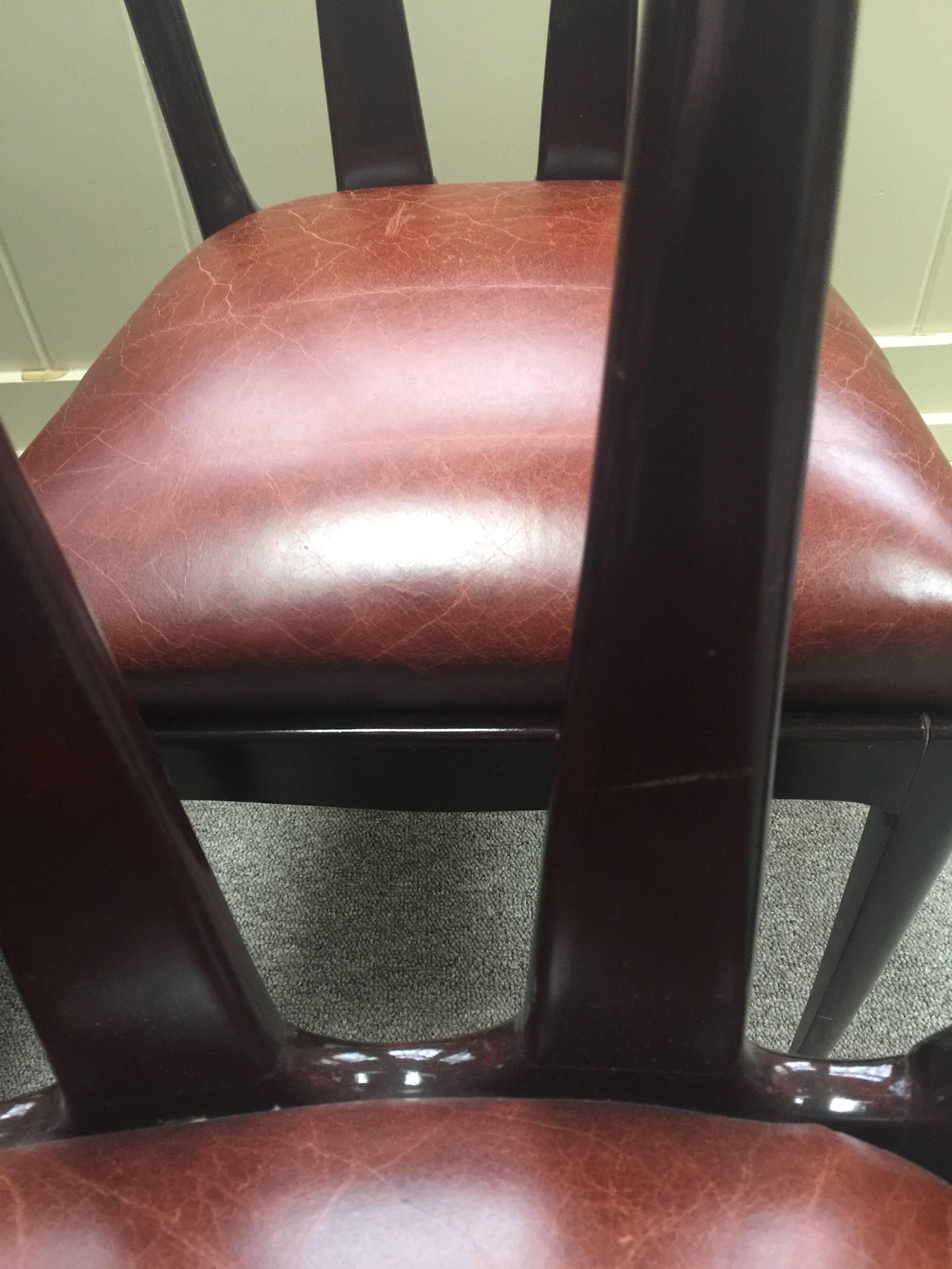 Eight Vittorio Dassi Italian Dining Chairs Leather Seats 3