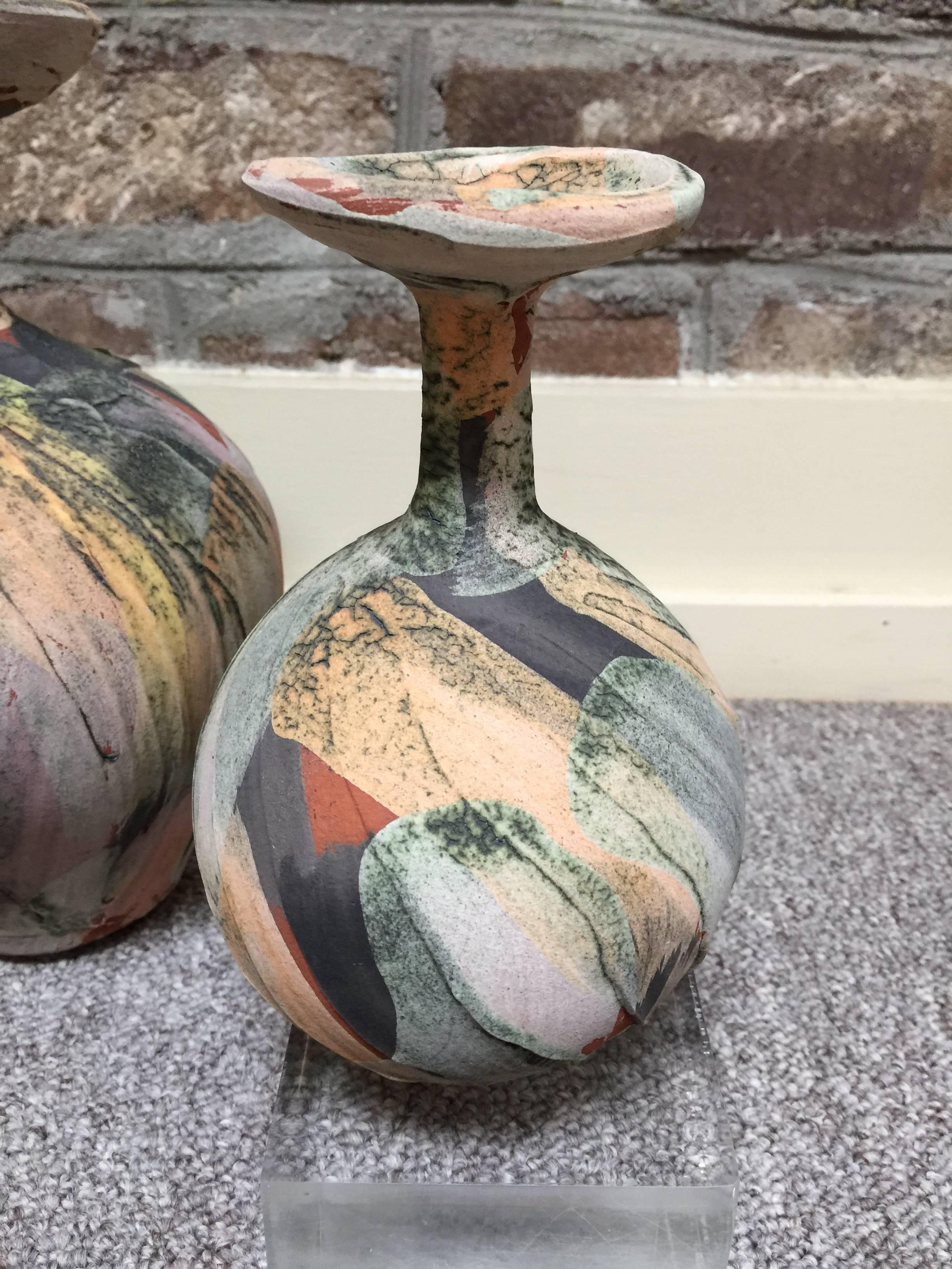 Pottery Collection Vases Signed Nicholas Bernard, 1990s In Good Condition In Indianapolis, IN