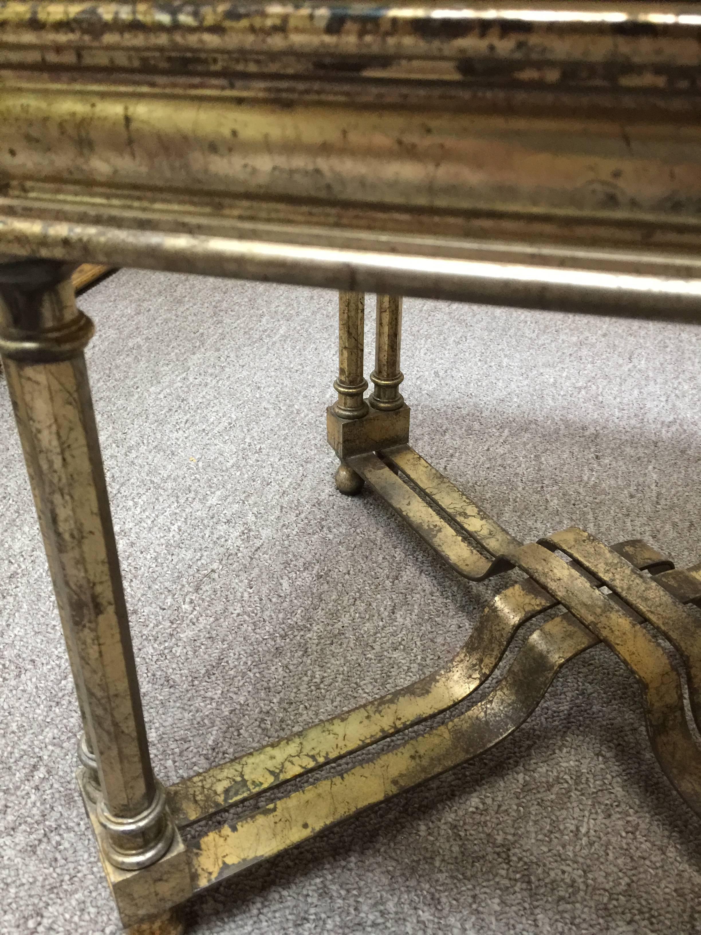 Pair of Neoclassical Italian Side Tables Gold Finish Iron, 1960s For Sale 2