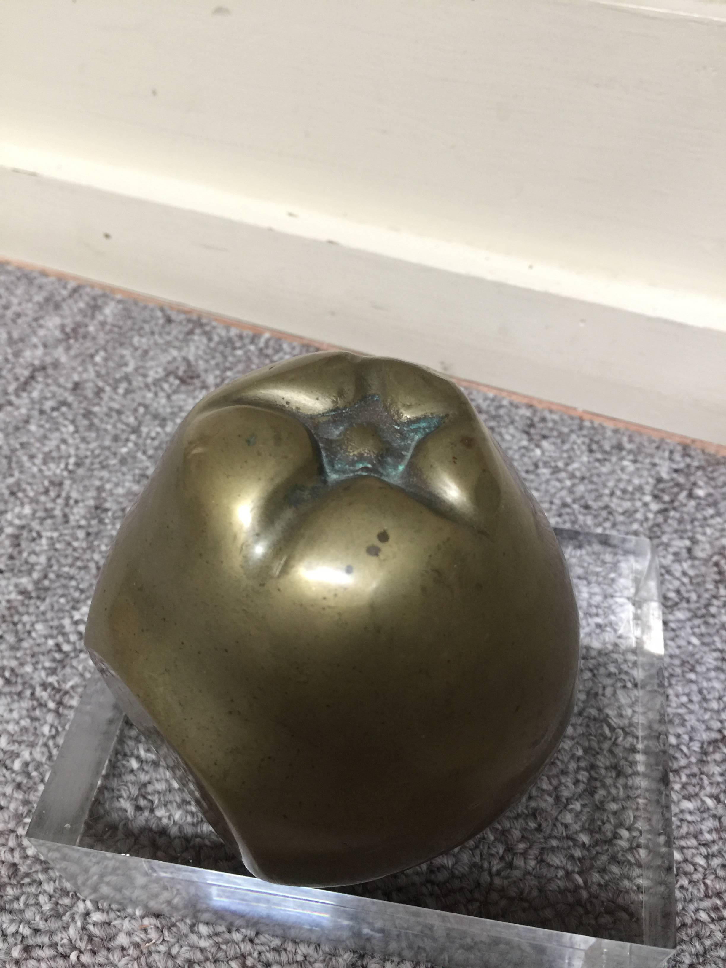 Mid-20th Century Oversized Italian Brass Fruit Pear and Apple Bookends, 1960