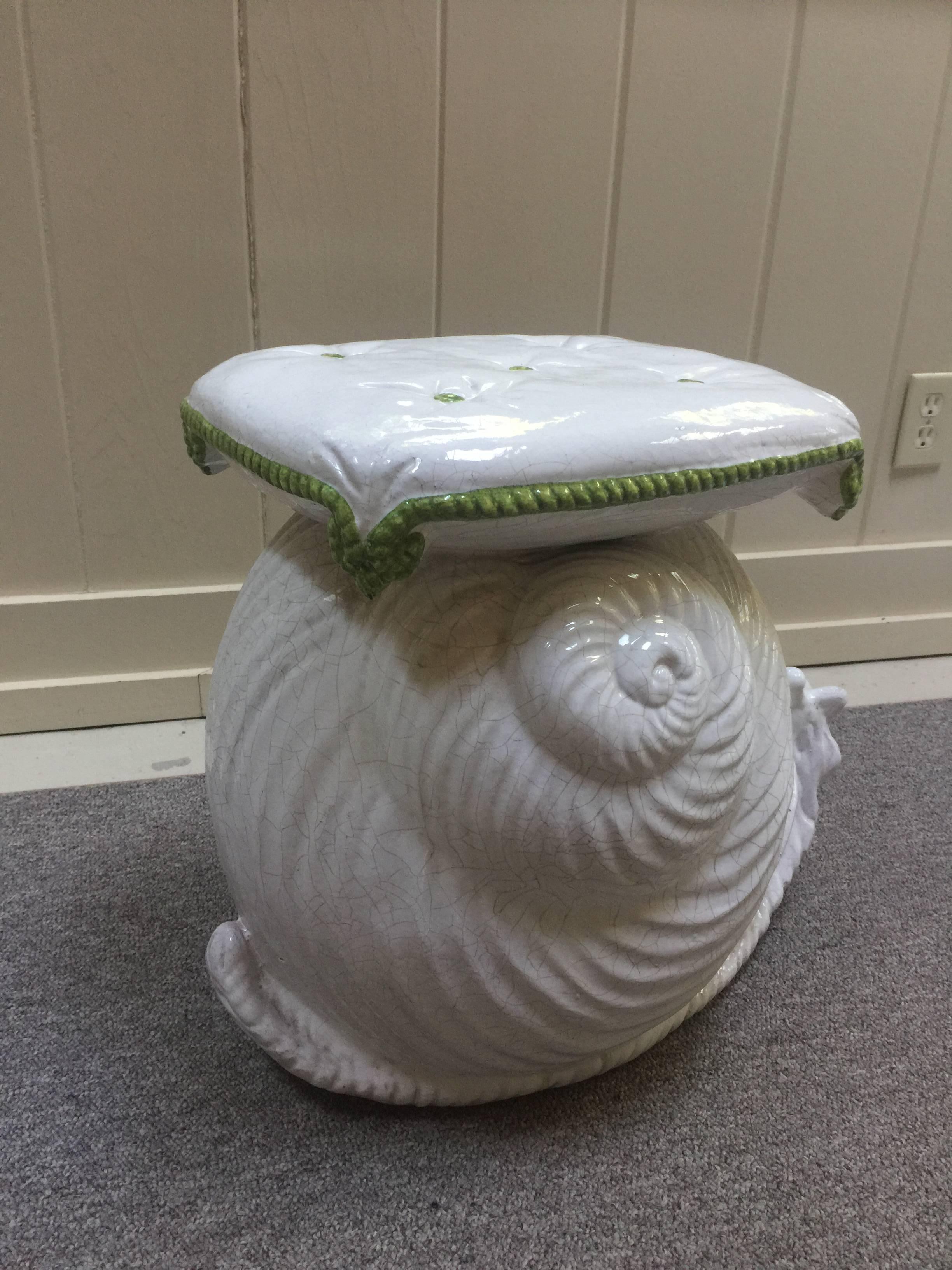 Italian Snail Terra Cotta Garden Stool, 1960 In Good Condition For Sale In Indianapolis, IN