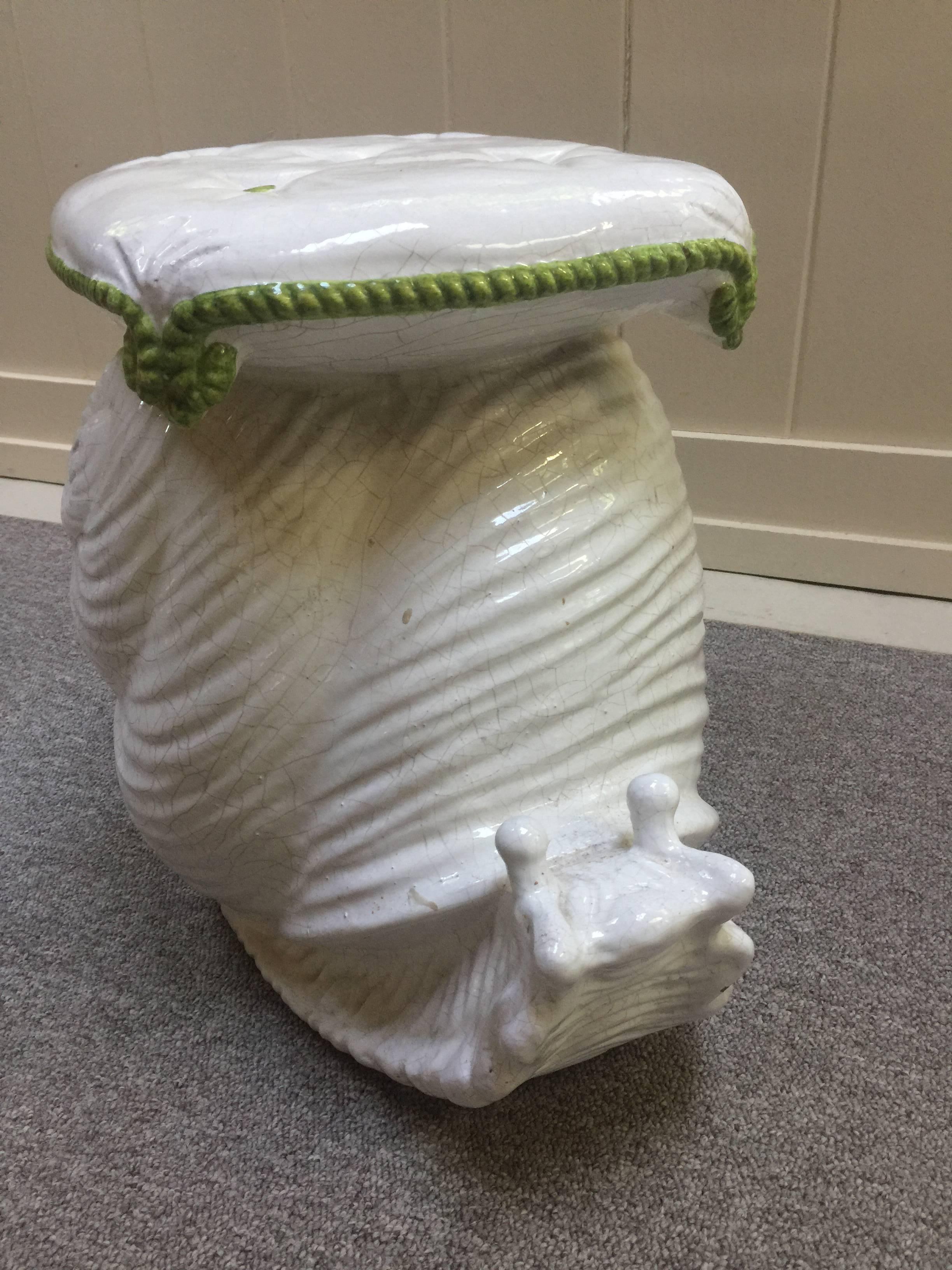 Terracotta Italian Snail Terra Cotta Garden Stool, 1960 For Sale