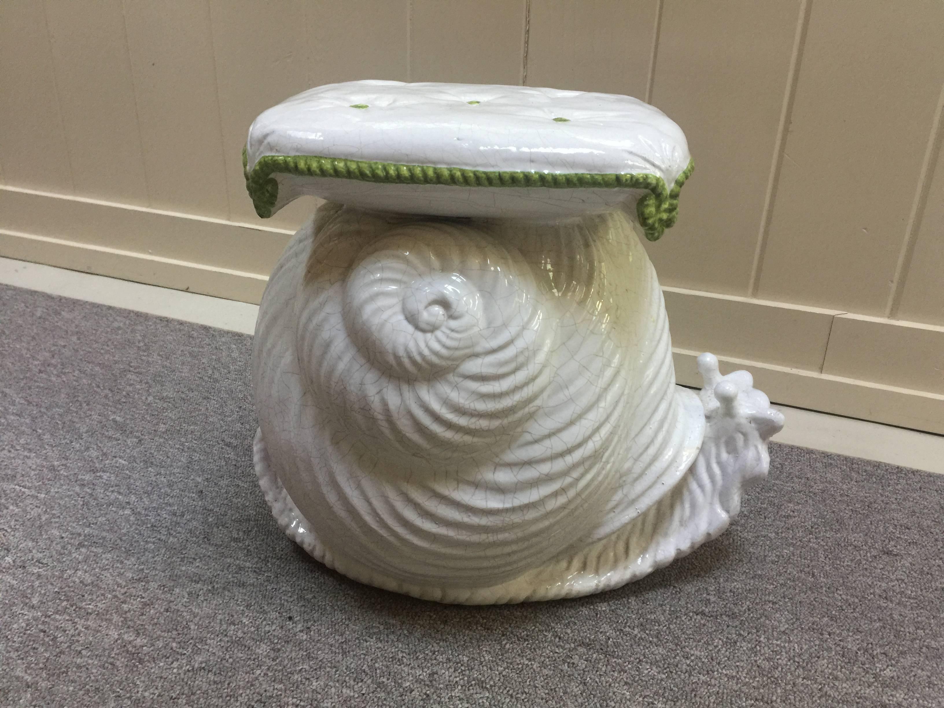This amazing snail was purchased on a buying trip to France. Bright white and in excellent condition.
