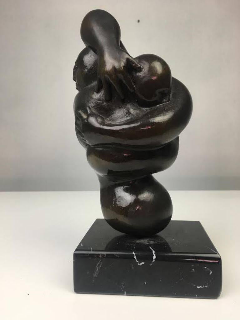 A very beautiful and conceptually stunning work by Erwin Binder, Wonderfully conceived and executed. This work is bronze and mounted to a marble base and is signed by the artist (and likely dated but hard to make out). Dimensions: 11