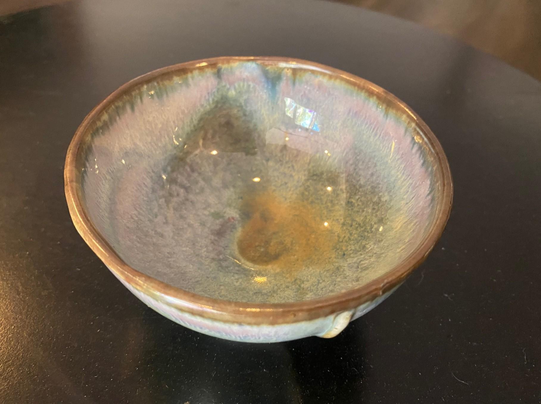Brother Thomas Bezanson Signed Benedictine Monk Studio Pottery Glazed Art Bowl (Mitte des 20. Jahrhunderts) im Angebot