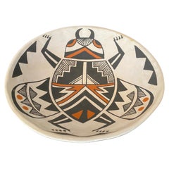 Tazón de escarabajo de cerámica del suroeste de Acoma Pueblo firmado por un indio nativo americano