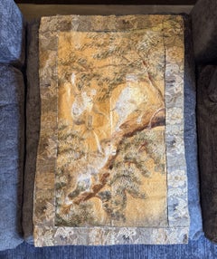 Japanese Asian Meiji Period Silk Embroidery Monkeys in Pine Tree Tapestry