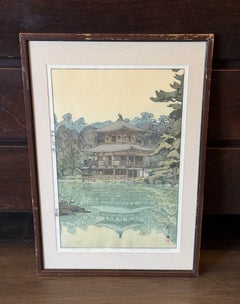 Hiroshi Yoshida Signed Japanese Woodblock Print Kinkaku Golden Pavilion Temple
