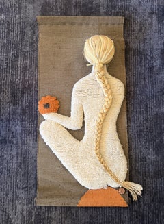 Don Freedman Signed Mid-Century Modern Tapestry Wall Hanging of Nude Woman 1970s