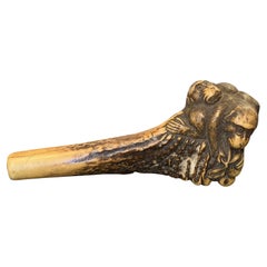 Japanese Netsuke-Like Meiji Edo Antique Hand Carved Monkey Walking Cane Handle