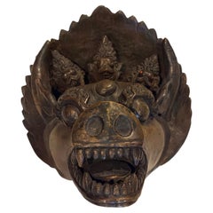 Asian Himalayan Tibetan Nepalese Bronze Buddhist Mahakala Deity Mask Sculpture