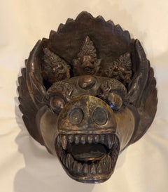 Asian Himalayan Tibetan Nepalese Bronze Buddhist Mahakala Deity Mask Sculpture
