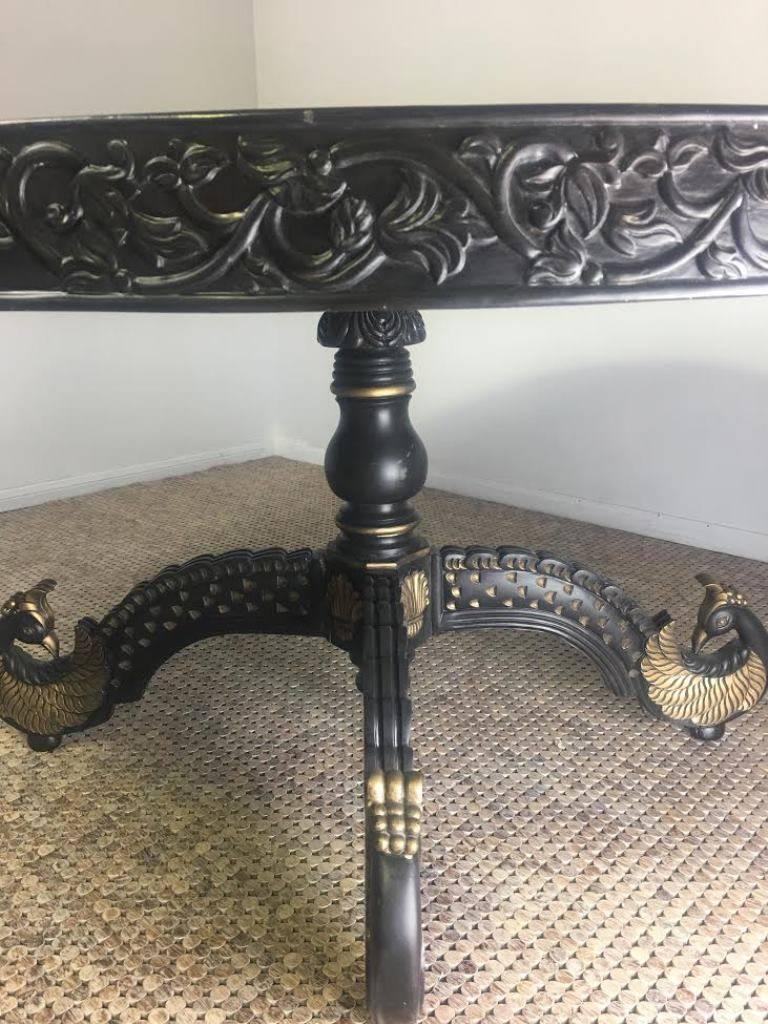 inlaid wood dining table
