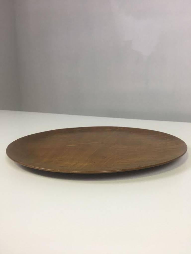 An exquisitely crafted, shimmering silkwood platter by American master wood turner Bob Stocksdale. Signed and marked 
