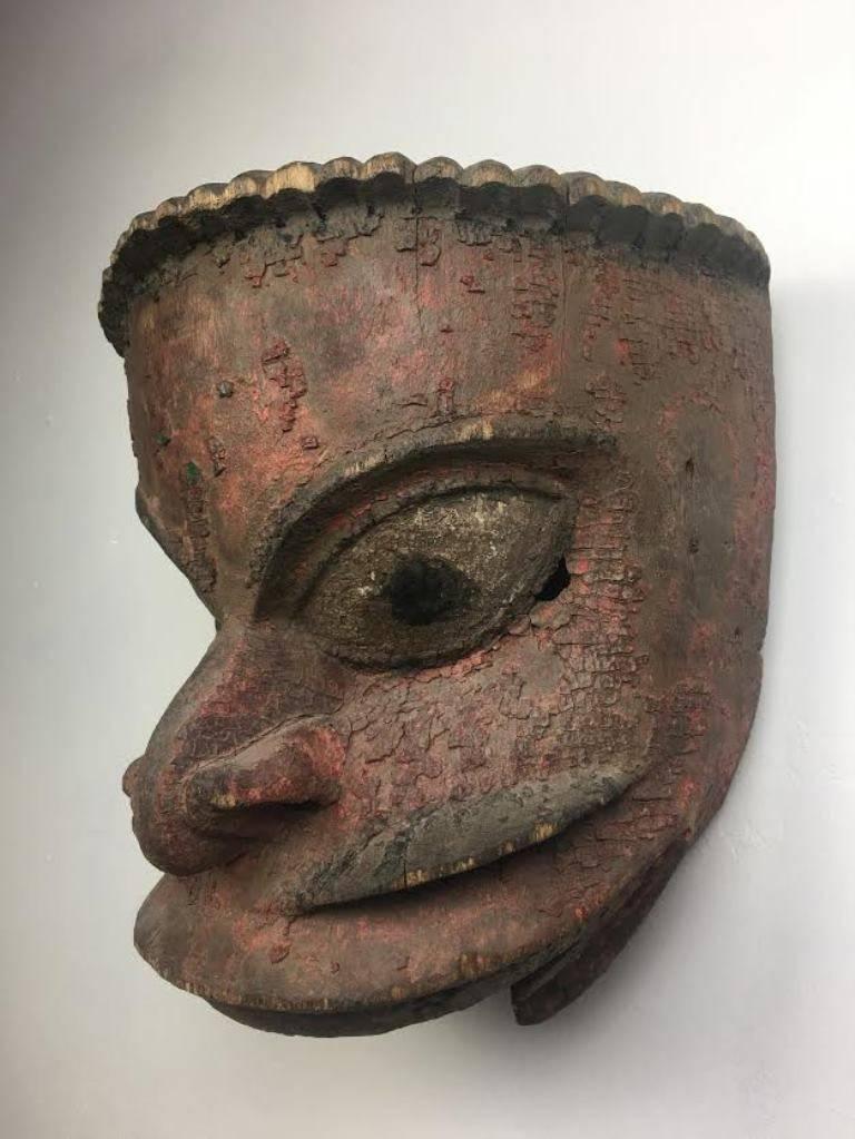 Hand-Carved Large Antique Mask, Papua New Guinea Oceanic, 19th Century