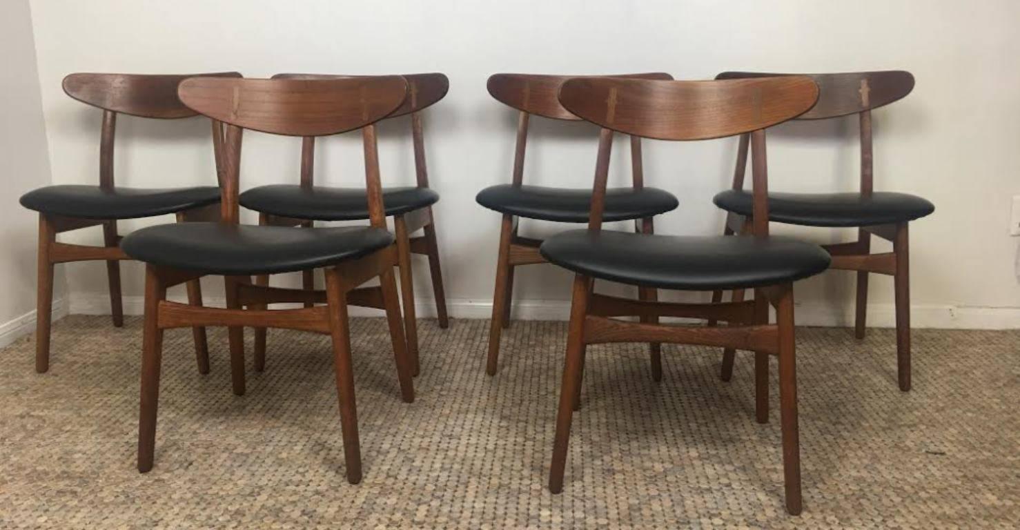 Teak Hans Wegner CH30 Chairs, Set of Six