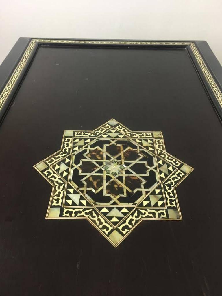 Syrian Moorish Ebonized and Inlaid Table