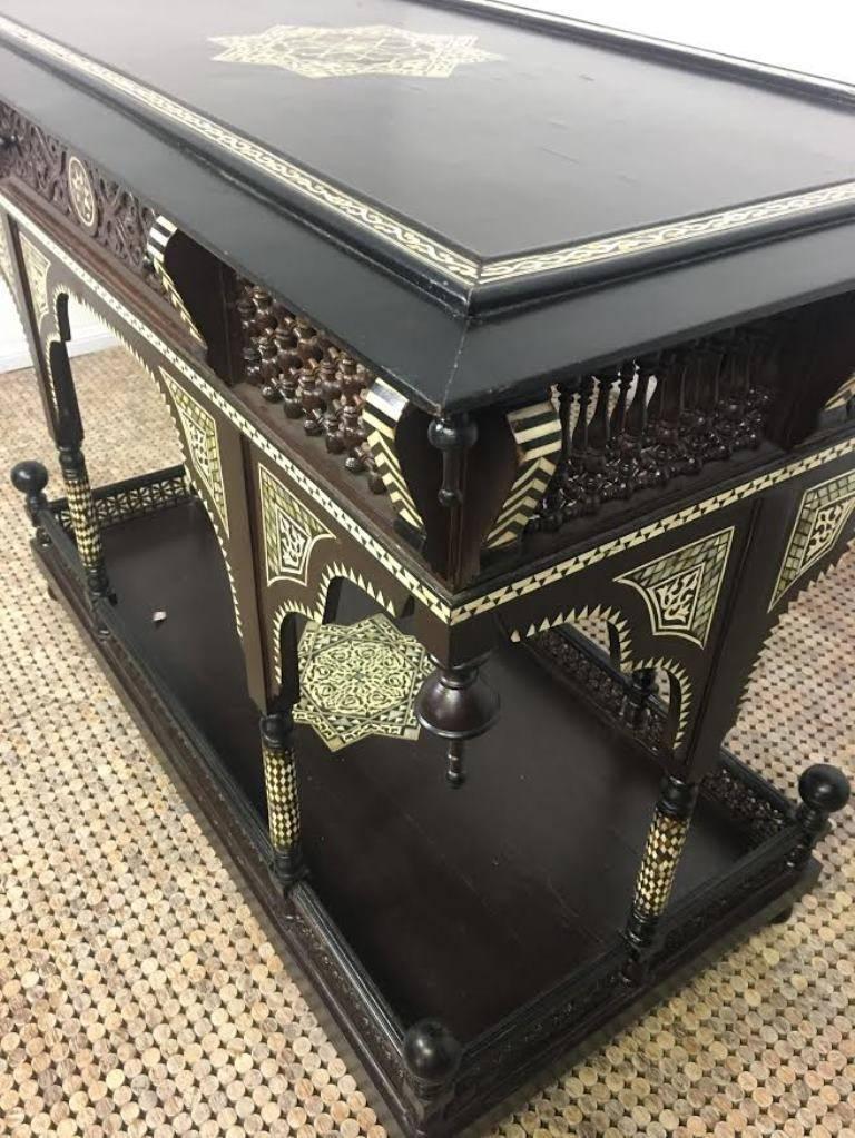 Moorish Ebonized and Inlaid Table In Good Condition In Studio City, CA