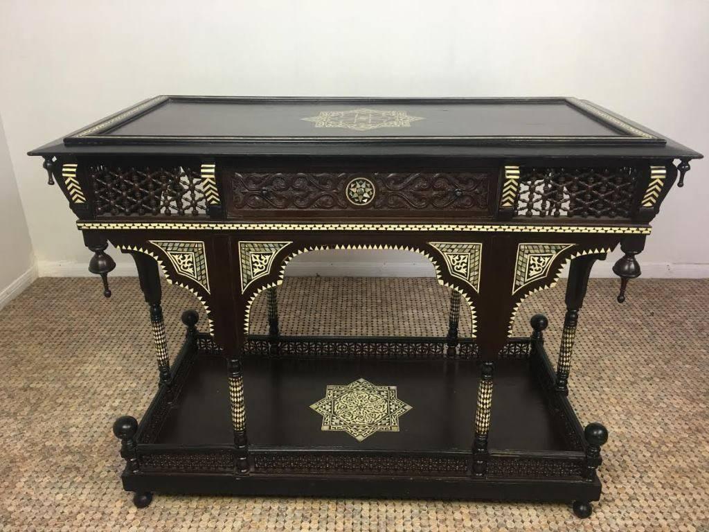 19th Century Moorish Ebonized and Inlaid Table