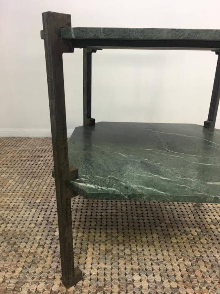 Modern Verde Italia Italian Granite and Bronze End Table For Sale