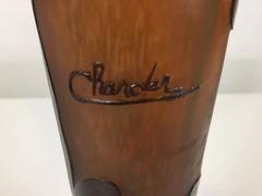 Charder Art Deco Signed Etched Colorful Dragonfly Glass Vase