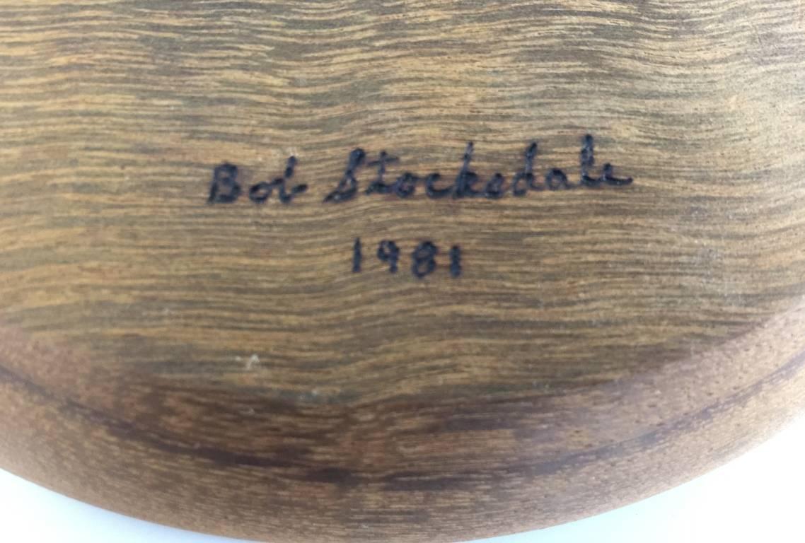 Modern Bob Stocksdale Set of Four Wood Turned Plates in Shedua Wood