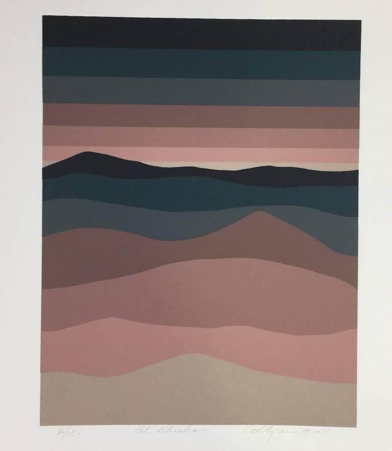 A very lovely silk screen print by American artist Roy Ahlgren. The print is hand signed, numbered (86/150), titled and dated (1985) by the artist. Will look fantastic in any setting.

Many of Ahlgren's abstract, geometrical compositions are