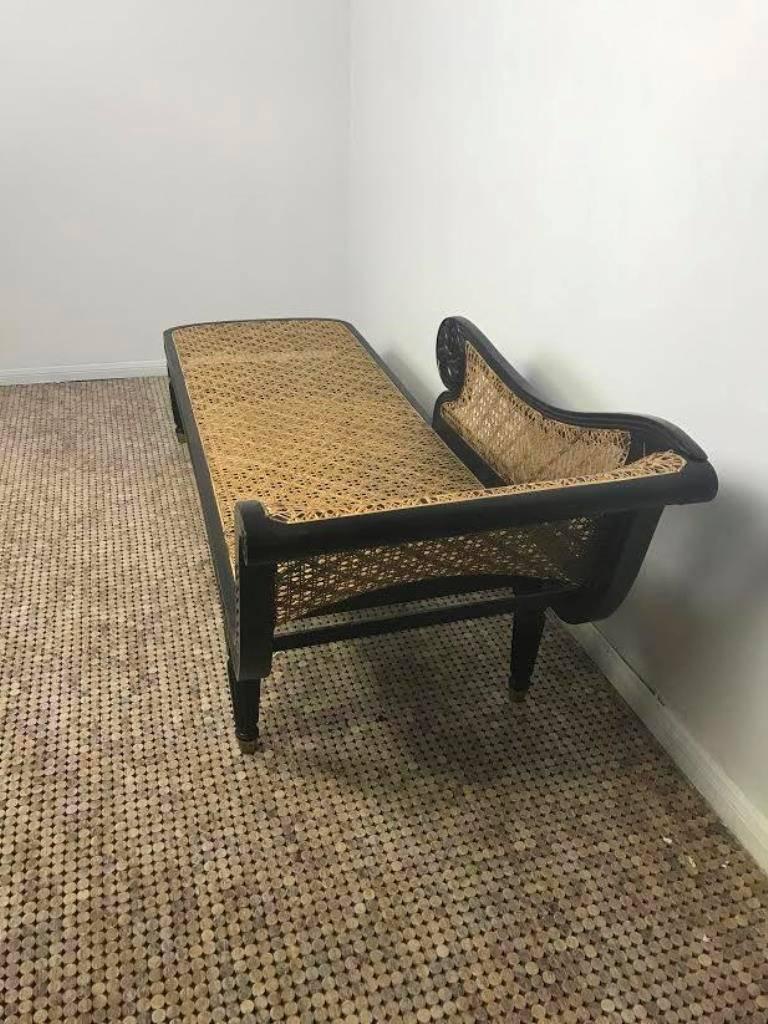 Bohemian Vintage Wicker and Oiled Teak Fainting Lounge
