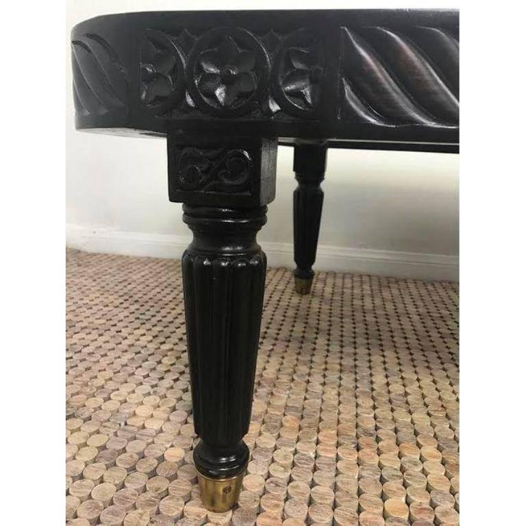 Carved Vintage Wicker and Oiled Teak Fainting Lounge