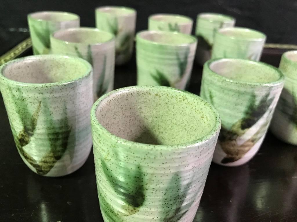 Otto and Vivika Heino Mid-Century Modern Ceramic Pottery 12-Piece Goblet/Cup Set In Good Condition For Sale In Studio City, CA