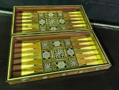 Syrian Inlaid Mosaic Backgammon and Chess Wooden Game Board/ Box