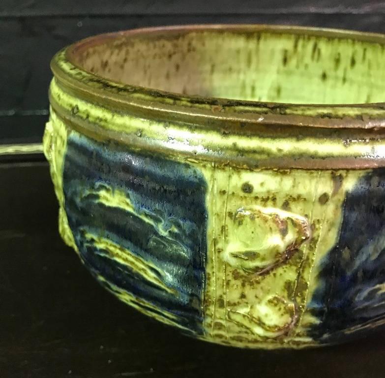 American Otto and Vivika Heino Signed Midcentury Large California Studio Pottery Bowl For Sale