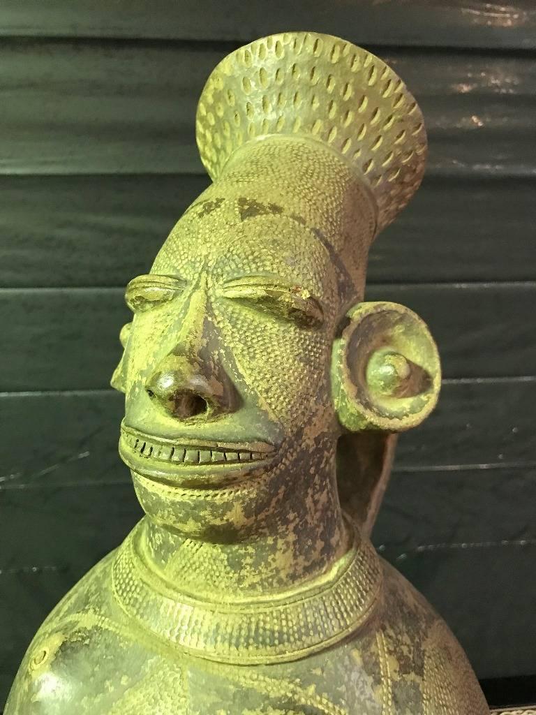 Folk Art Large Figurative African Mangbetu Anthropomorphic Ceramic Vessel or Jar For Sale