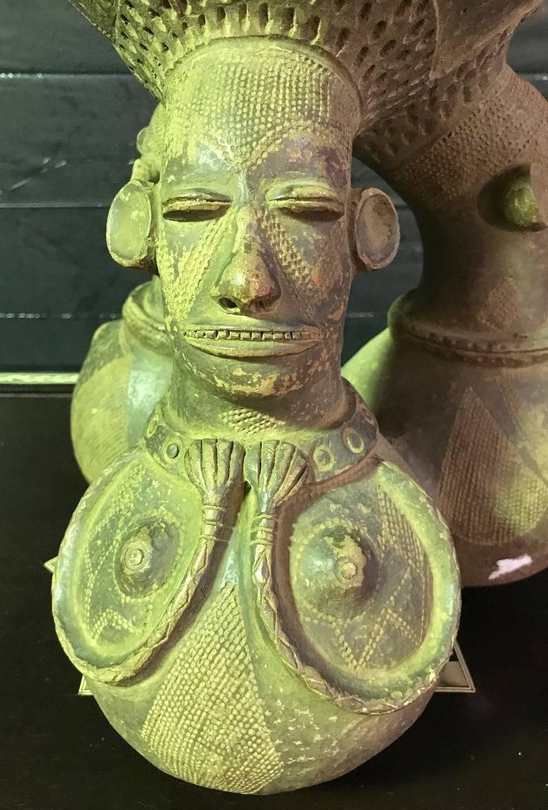 Large Figurative African Mangbetu Anthropomorphic Ceramic Vessel or Jar For Sale 1