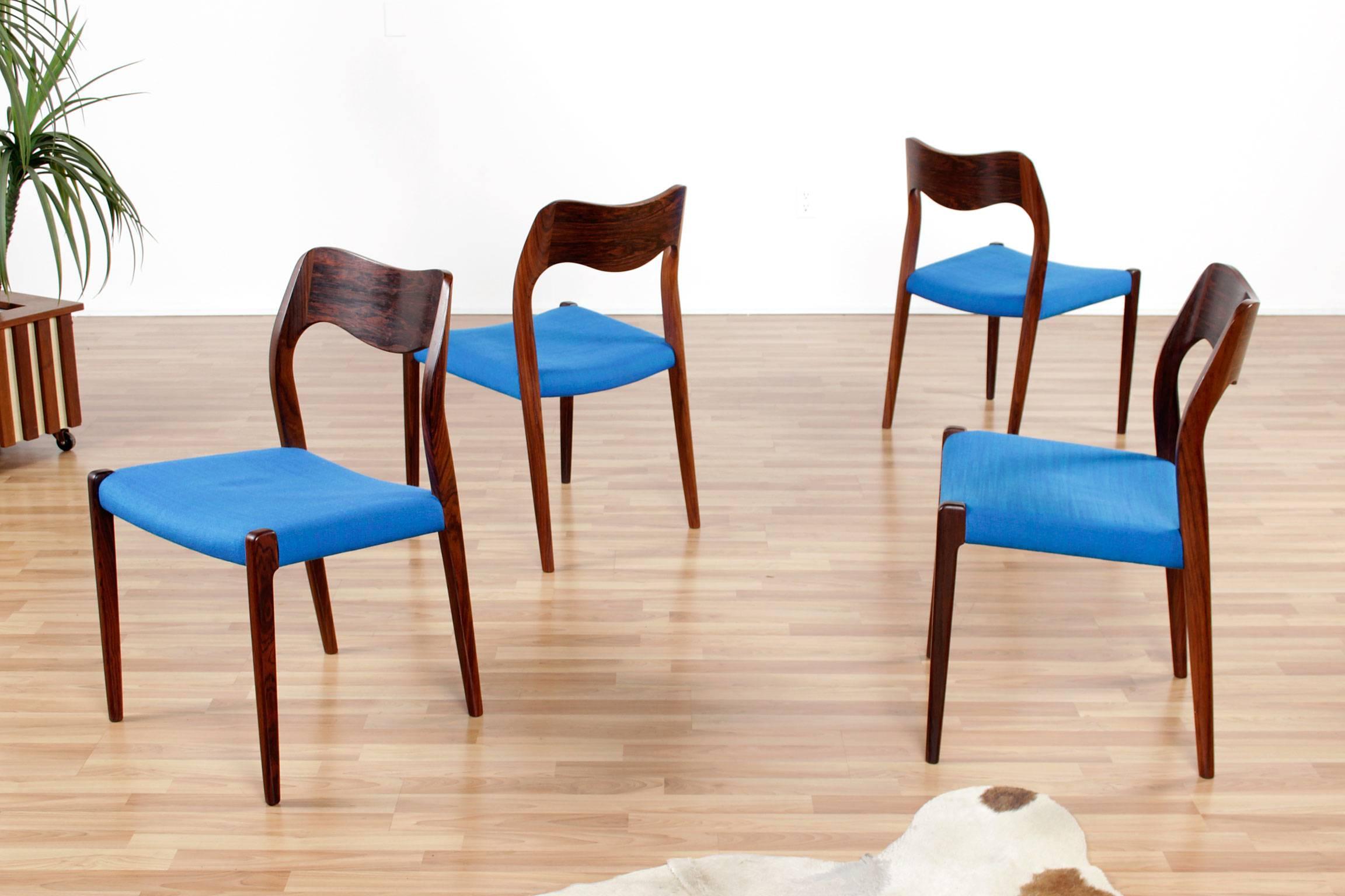 Scandinavian Modern Niels O. Møller Rosewood Dining Chairs Model 71