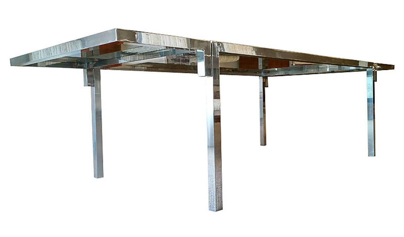 Mid-Century Modern Mid Century Modern Aluminium and Smoked Glass Dining Table, Circa 1970s