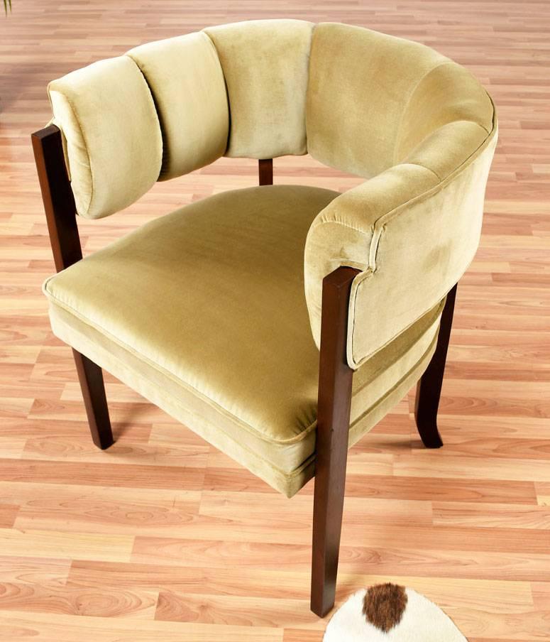 Hollywood Regency Larry Laslo for Directional Club Chair in New Gold Velvet Upholstery