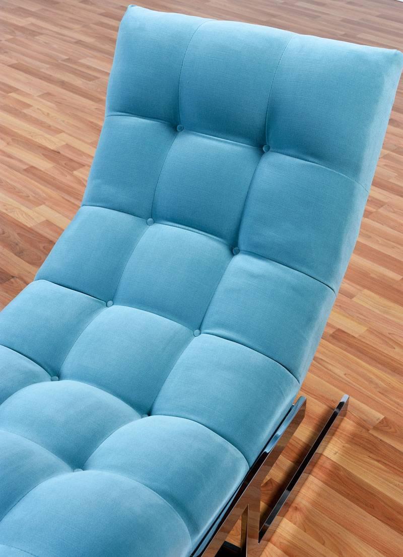 Polished Restored Mid-Century Modern Milo Baughman Style Wave Chaise Longue