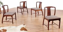 Edward Wormley Style Mahogany Chinoiserie Dining Chairs, circa 1960s