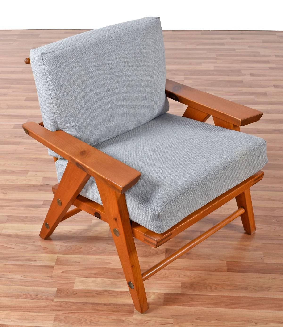 Mid-Century Modern Mid-Century Pierre Jeanneret Style Solid Pine Armchair