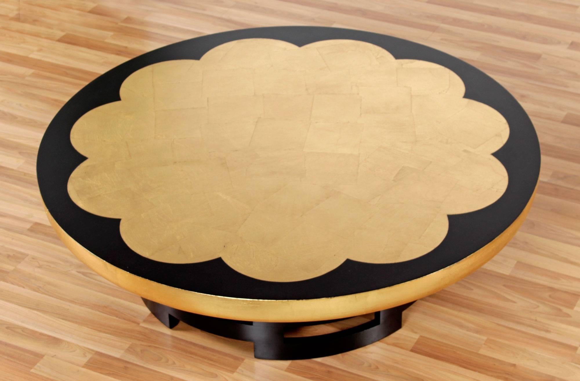 Hand-Painted Theodore Muller and Isabel Barringer for Kittinger Lotus Coffee Table, 1950s