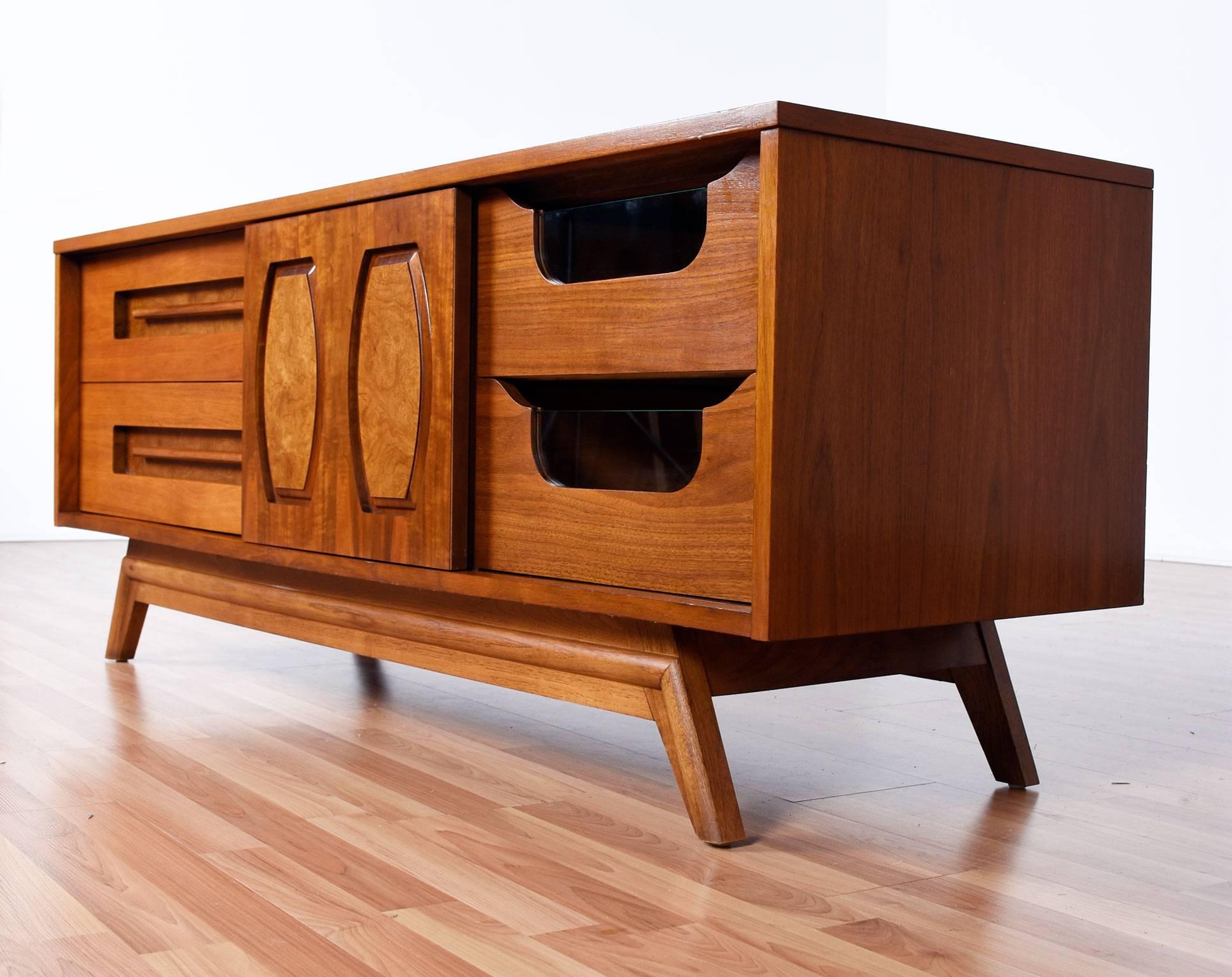 American Mid-Century Modern Low Profile Walnut Dresser