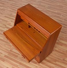 Mid-Century Modern Danish Teak Tambour Roll Top Secretary by Dyrlund