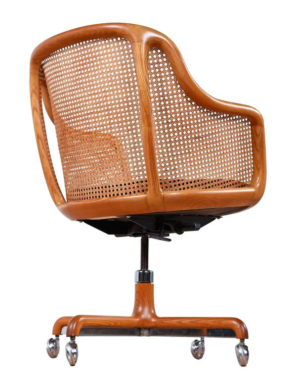 MidCentury Modern Cane Swivel Desk Chair by Ward at 1stDibs